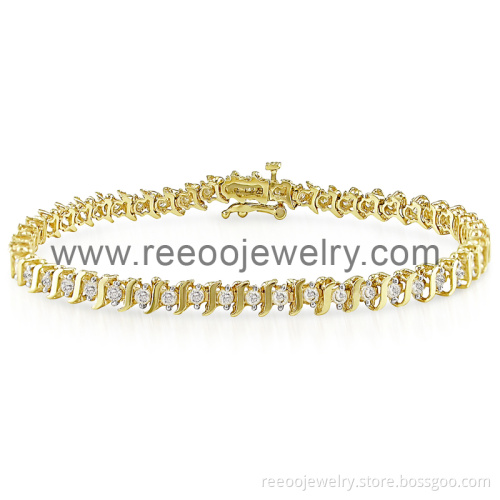 18k Gold CZ Silver Jewelry Charm Bracelet